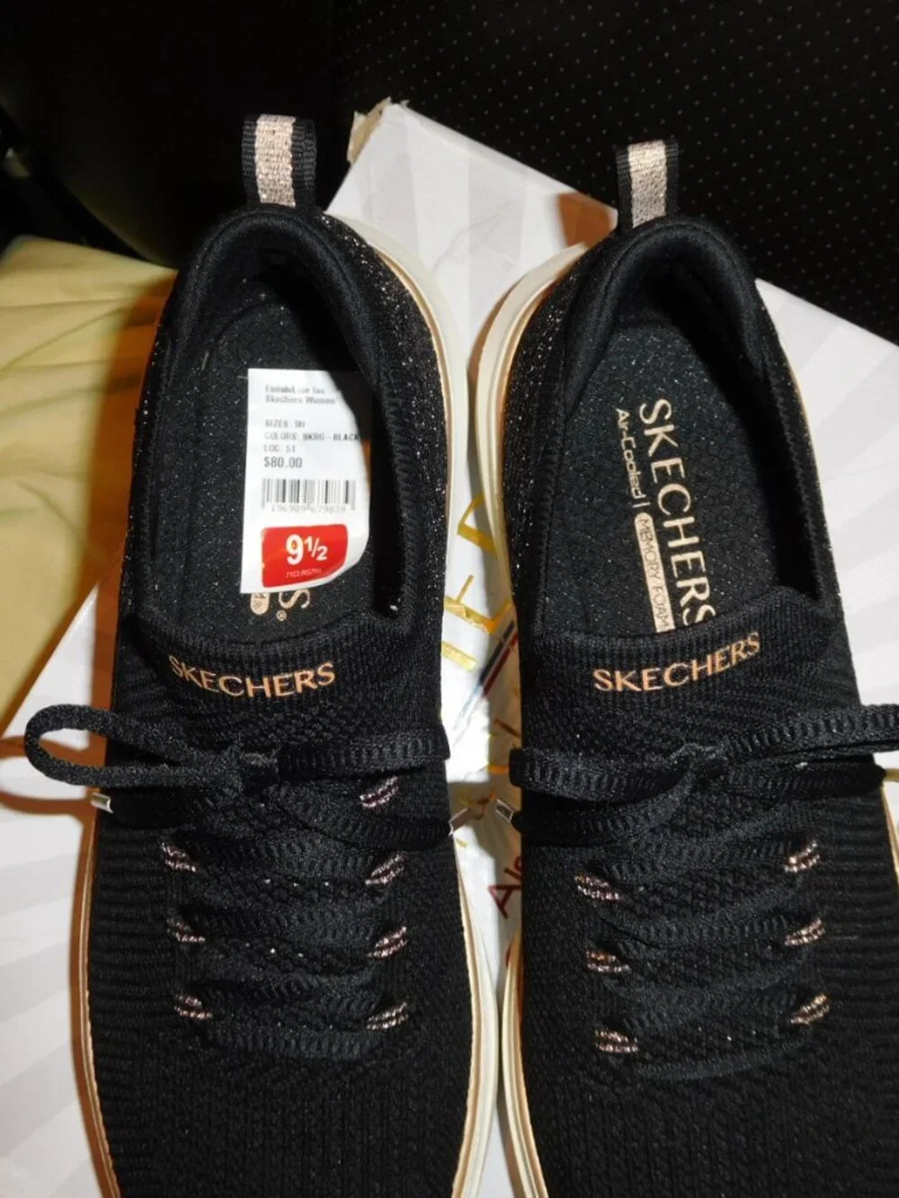NEW 9.5m SKECHERS COURT CLASSICS CORDOVA SPARKING DUST BLACK 9.5M WOMENS